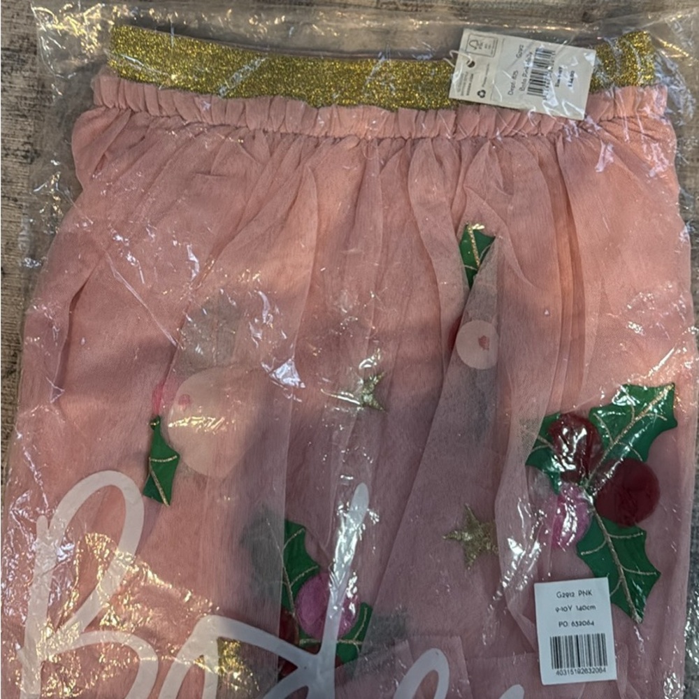 NWT Boden Pink Tulle Holiday Skirt with Gold Glitter Waistband